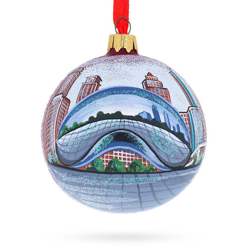 The Bean, Chicago, Illinois Glass Ball Christmas Ornament