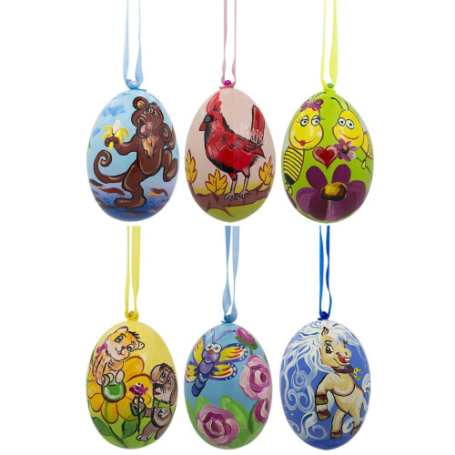 Monkey, Cardinal Bird, Butterfly, Pony and Bee Wooden Christmas Ornaments 3 Inch