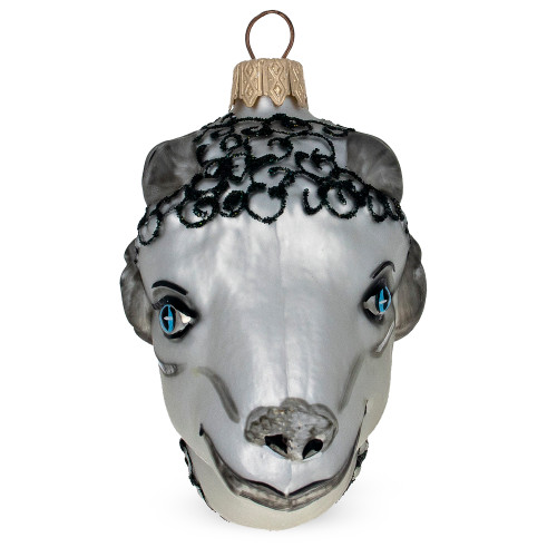 Ram Head Glass Christmas Ornament