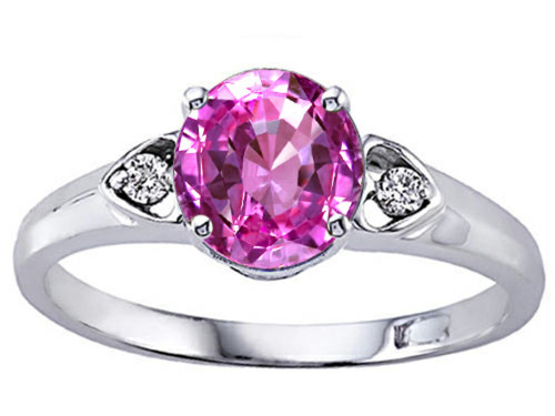Tommaso Design Round 7mm Created Pink Sapphire Engagement Ring - 301235AF6