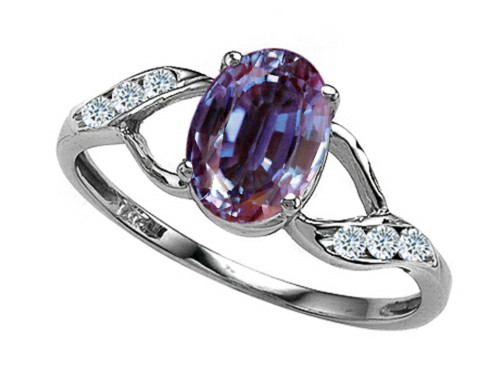 Tommaso Design Oval 8x6mm Simulated Alexandrite Ring - 300923B7