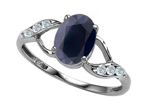 Tommaso Design Oval 8x6mm Genuine Black Sapphire Ring - 300897B45