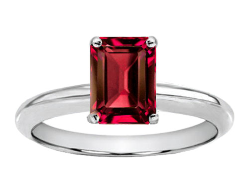 Tommaso Design Octagon Cut 8x6mm Created Ruby Engagement Ring - 300818B45