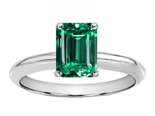 Tommaso Design Octagon Cut 8x6mm Simulated Emerald Ring - 300820B55
