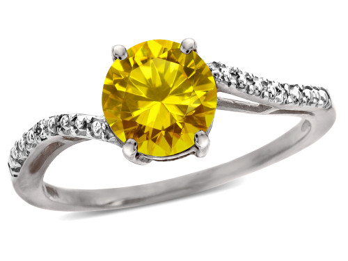 Tommaso Design Round 7mm Genuine Citrine s Bypass Ring - 28796B7