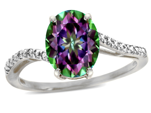 Tommaso Design Oval 10x8mm Mystic Rainbow Topaz Ring - 28764B9