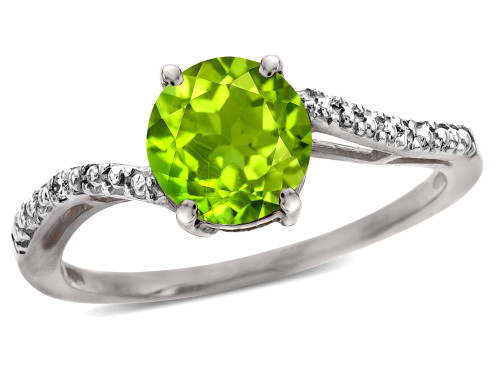 Tommaso Design Round 7mm Genuine Peridot s Bypass Ring - 28812B85
