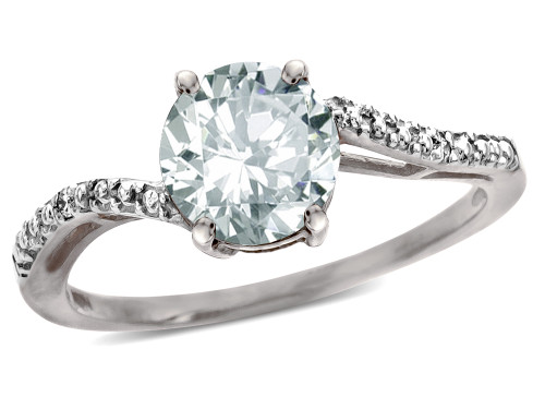 Tommaso Design Round 7mm Genuine White Topaz s Bypass Ring - 28816B75