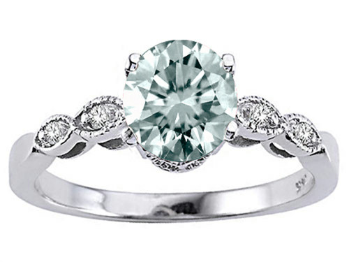 Tommaso Design Genuine Aquamarine Round 7mm s Solitaire Engagement Ring - 303872AF65