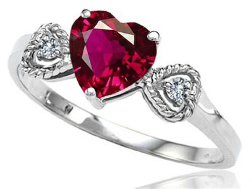 Tommaso Design Created Ruby Heart Shape Engagement Promise Ring - 305351AF45