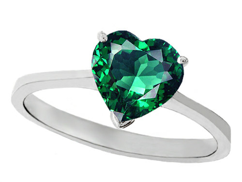 Tommaso Design Simulated Emerald Heart Shape 8mm Solitaire Engagement Ring - 301291AF9