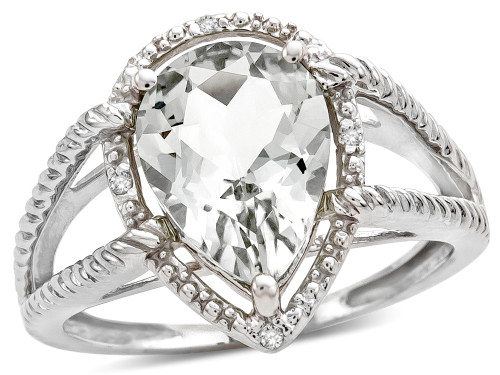 Star K Pear Shape Genuine White Topaz Halo Split Shank Big Stone Ring - 28834B75
