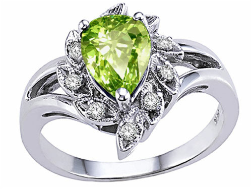 Tommaso Design Pear Shape 8x6mm Genuine Peridot Ring - 24624B65