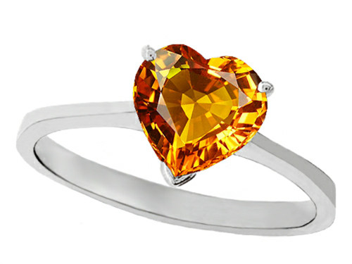 Tommaso Design Genuine Citrine Heart Shape 8mm Solitaire Engagement Ring - 27967B8