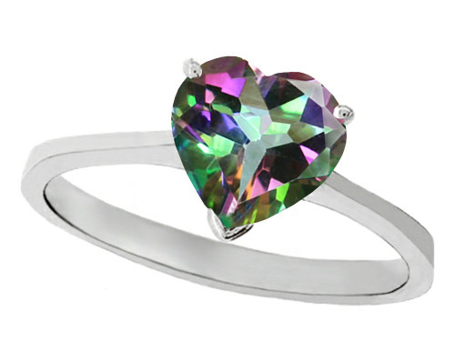 Tommaso Design Mystic Topaz Heart Shape 8mm Solitaire Engagement Ring - 27971A75