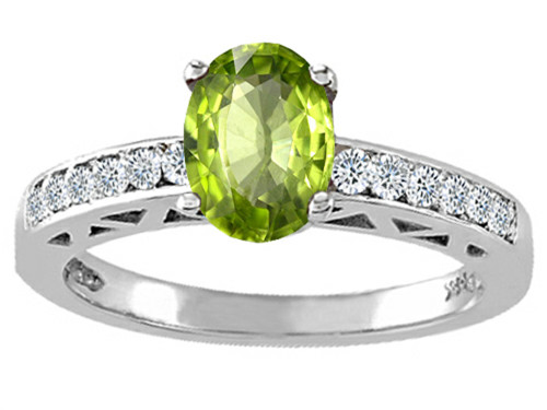 Tommaso Design Oval 7x5mm Genuine Peridot Solitaire Engagement Ring - 26064B65