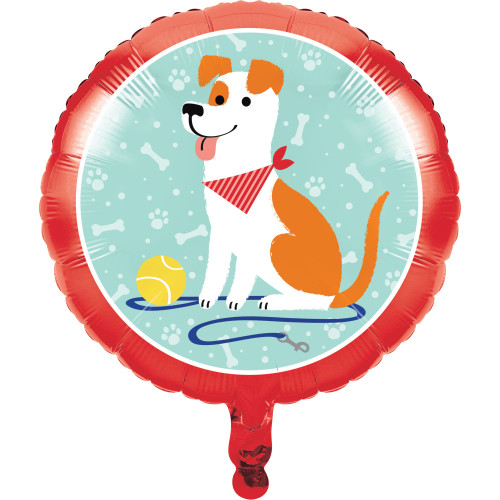 Pack of 10 White and Red Dog Party Mylar Balloons 18"