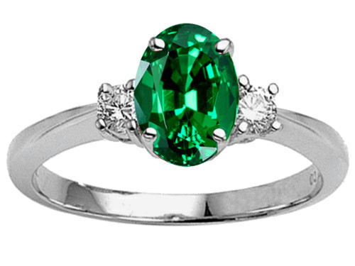 Tommaso Design Oval 9x7mm Simulated Emerald and Engagement Ring - 25576A8