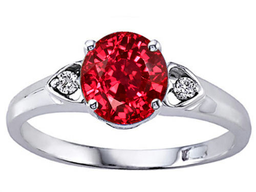 Tommaso Design Round Created Ruby Engagement Ring - 25896B85