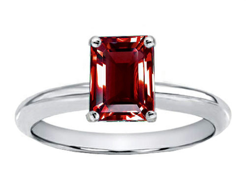 Tommaso Design Genuine Garnet Emerald Cut 8x6mm Engagement Ring - 25377B85