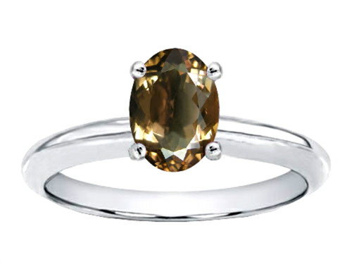 Tommaso Design Genuine Smoky Quartz Oval 8x6mm Solitaire Engagement Ring - 24743B6