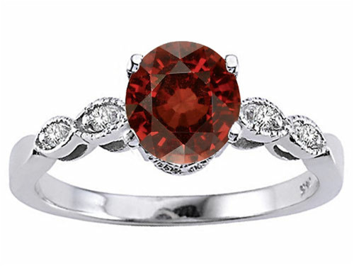 Tommaso Design Genuine Garnet Solitaire Engagement Ring - 24765B6