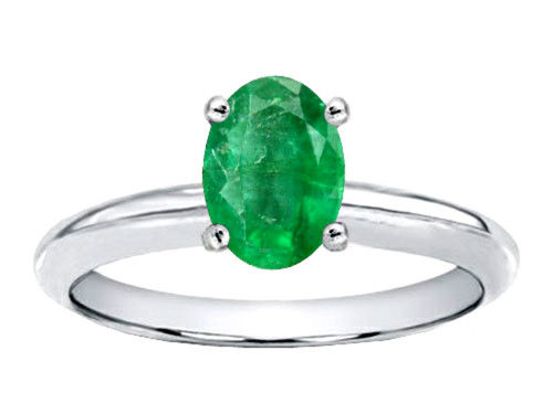 Tommaso Design Genuine Emerald Solitaire Engagement Ring - 24733A7