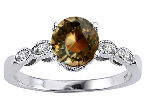 Tommaso Design Round 7mm Genuine Smoky Quartz Solitaire Engagement Ring - 24769B5