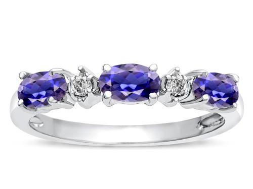 Tommaso Design Oval 5x3mm Genuine Iolite three stone oval band - 22157B75