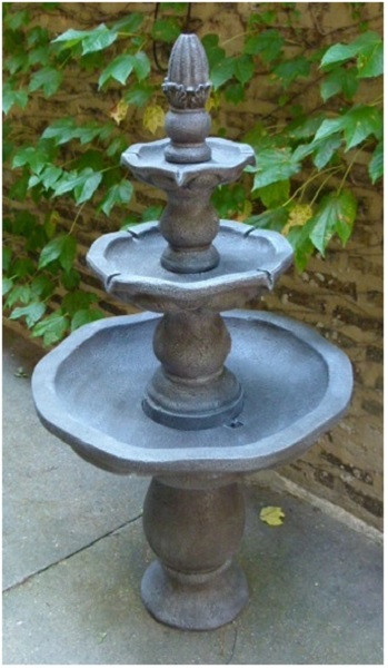 60" Three Tier Outdoor Patio Garden Water Fountain - Burnt Umber Finish