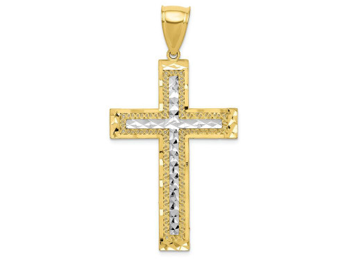FJC Finejewelers 10k Yellow Gold with Rhodium Bright Cut Cross Charm 10C1105W