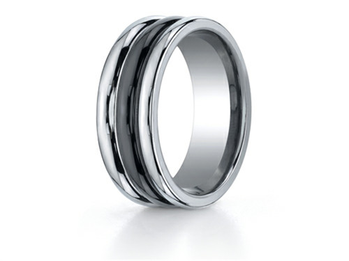 Finejewelers 8mm Tungsten Forge Wedding Ring with Seranite Center - RECF78862CMTGAY95