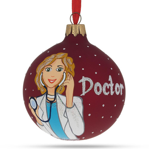 Doctor with Stethoscope Glass Ball Christmas Ornament