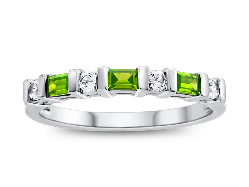 Finejewelers 3x2mm Baguette Peridot and Created White Sapphire Band Ring - R8166PT65