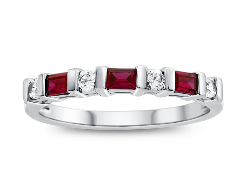 Finejewelers 3x2mm Baguette Garnet and Created White Sapphire Stackable Band Ring - R8166GT6