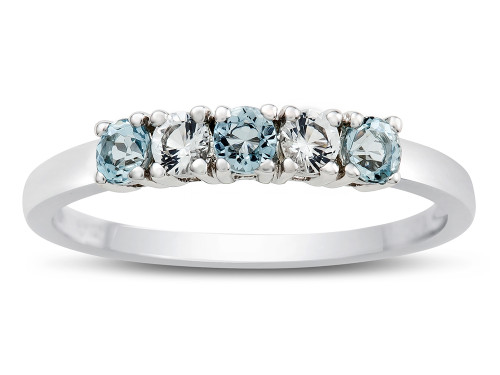 Finejewelers 2.5mm Aquamarine and White Topaz Band / Ring - R10049MUL13T7