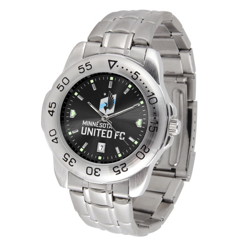 6.5" Silver and Black MLS Minnesota United Sport Steel Series Sports Theme Wristwatch