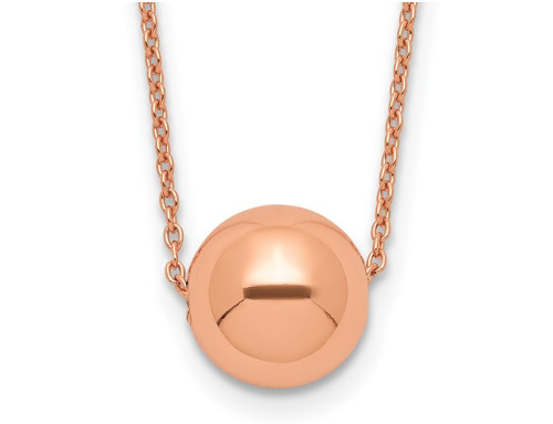 Rose Plated Sterling Silver Bead Ball Necklace Pendant (18 inches)