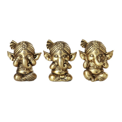 Ganesha See Speak Hear No Evil Figurines 3 Piece Set