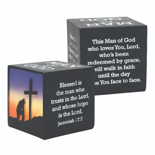 3” Black “Man of God” Tabletop Cube