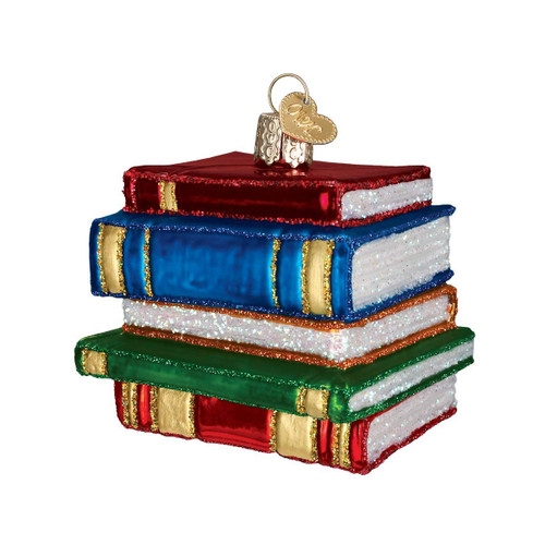Old World Christmas Stack of Books Glass Ornament 32112 FREE BOX New Decoration
