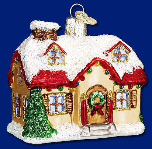 Old World Christmas Holiday Home Building Glass Ornament 20032 FREE BOX New