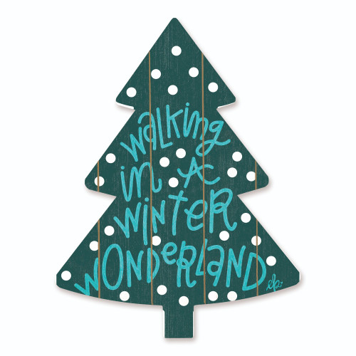 18" Green "Walking in a Winter Wonderland" Christmas Tree Cutout Wall Decor