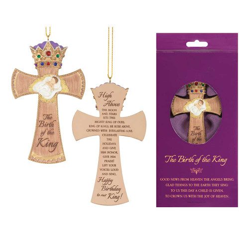 4.25" Beige and Brown Christmas Cross Hanging Ornament