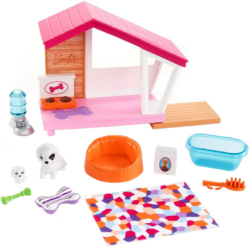 Barbie Indoor Furniture Playset, Puppy Playhouse Includes Doghouse, Mommy Dog, Puppy and Pet-Themed Accessories
