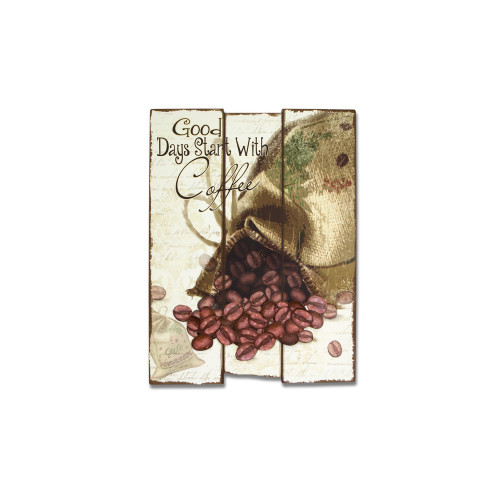 21" Ivory and Brown "Good Days Start With Coffee" Coffee Bean Wall Plaque