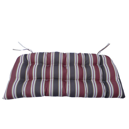 3pc Red and Black Striped Tufted Wicker Furniture Patio Cushions 41.5" - 32743749