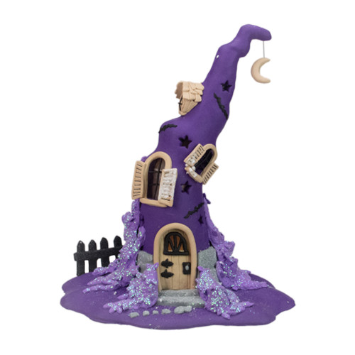 10.43" Battery Operated Witches Hat Halloween Table Top Decor