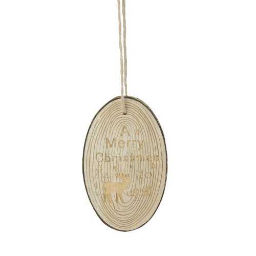 6" Rustic Woodland Tree Slice Moose Christmas Ornament