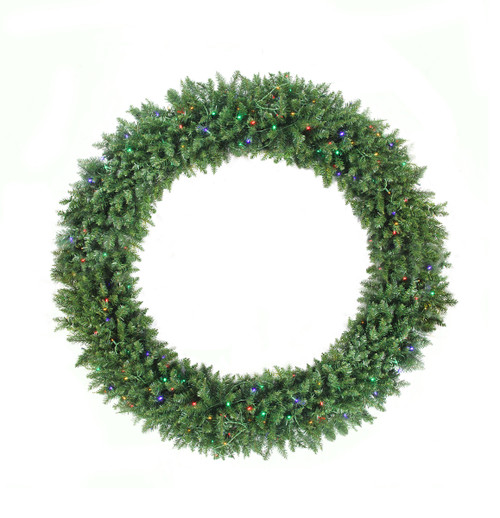 Pre-Lit Buffalo Fir Commercial Artificial Christmas Wreath - 6' - Multi LED Lights